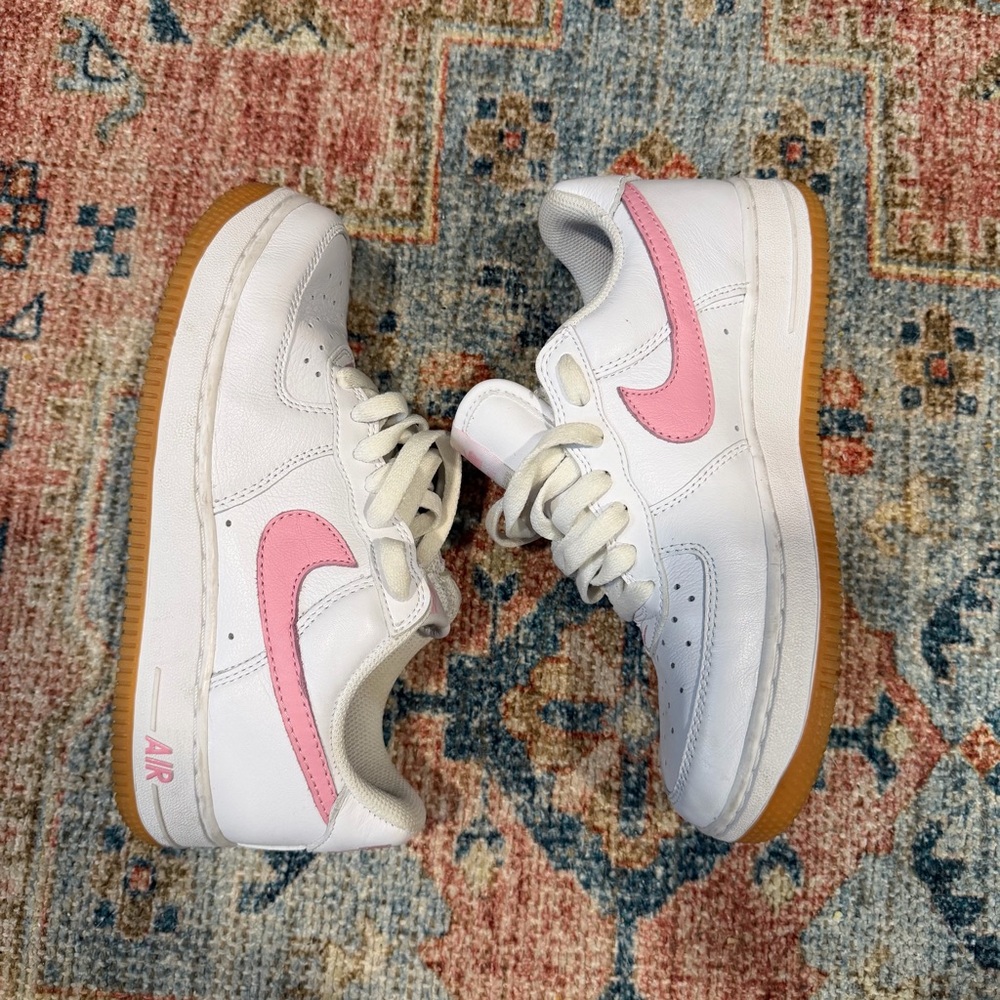Nike Air Force 1 Anniversary Edition White and Pink Sneakers